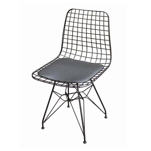 Стол Телини: метал, еко кожа, 45/45/83см, черен